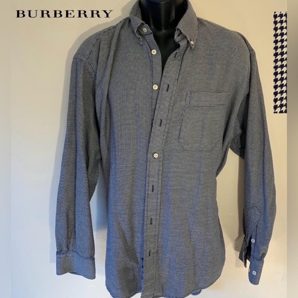 Burberry London Men’s Button-Up Shirt - XL - Houndstooth Check